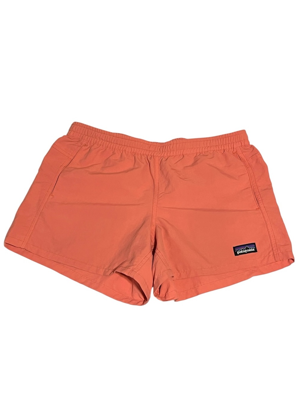 Patagonia Kids Coral Orange Shorts. Wind/Water Resistant. UNLINED/NYLON